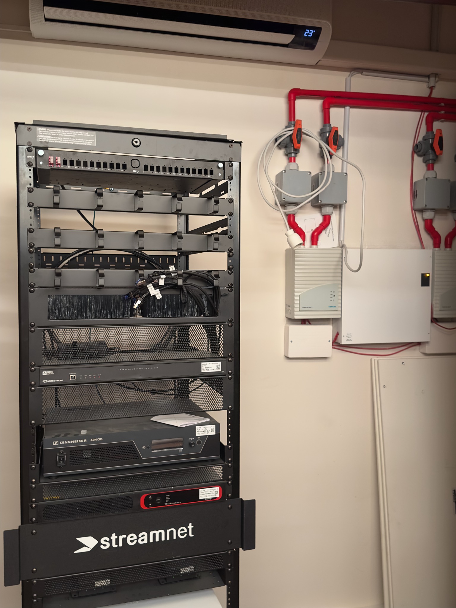AV and data rack with integrated building control equipment
