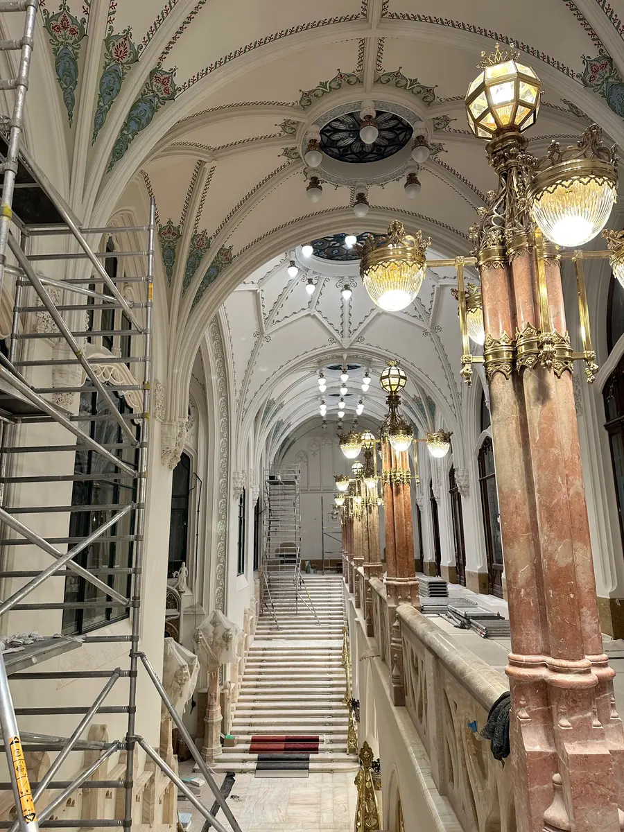 Protected historic corridor during electrical works